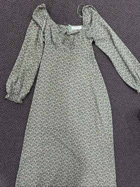 Petal and Pup Floral Long Sleeve Green Midi Dress